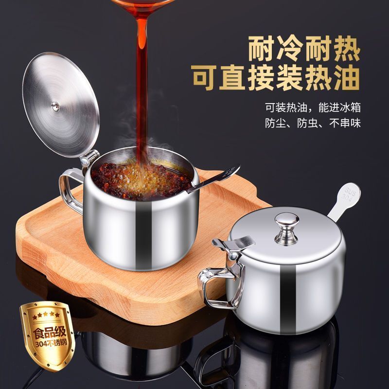 304 Thickened Stainless Steel Seasoning Jar with Handle, Oil Jar, Salt Jar, Sugar Jar, Chili Oil Jar, Powder Jar, Oil Spicy Chili Jar 304 Thickened Stainless Steel Seasoning Jar with Handle, Oil Jar, Salt Jar, Sugar Jar, Chili Oil Jar, Powder Jar, Oil Spicy Chili Jar