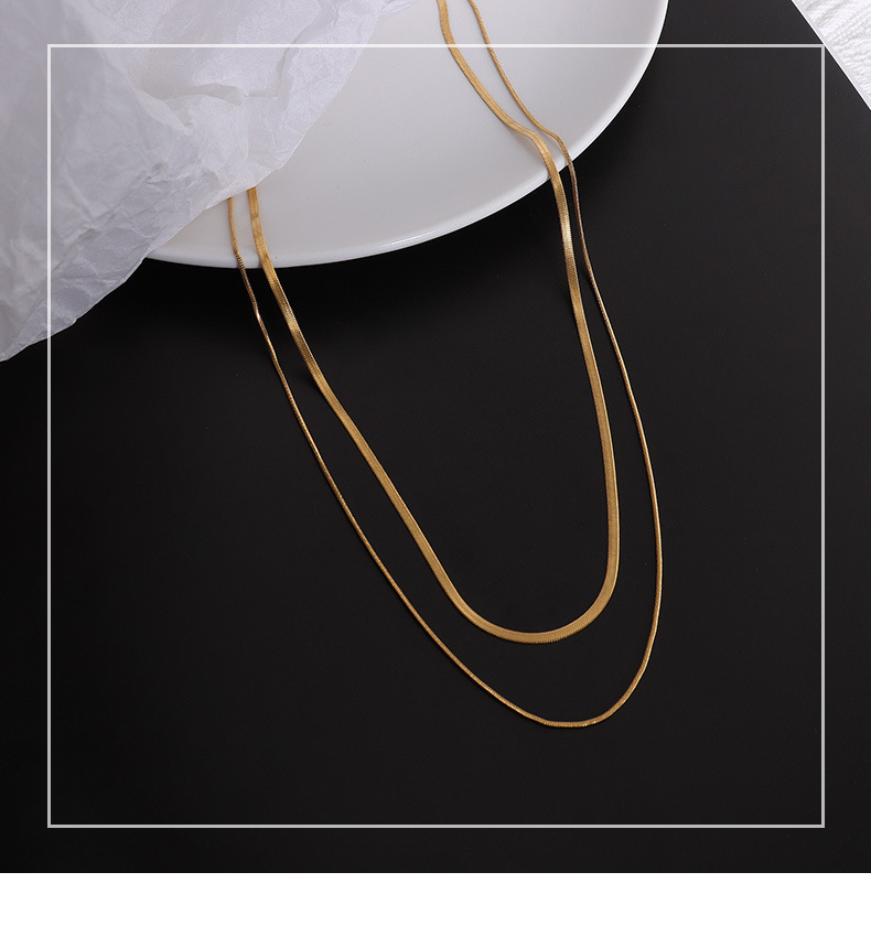 5g Weight Retro Style Double Layer Snake Bone Chain Necklace Titanium Steel Jewelry