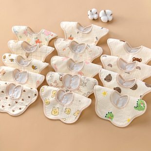 Children's brand gauze waterproof eating bib for new born for baby 3