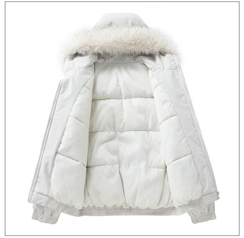 Parker Tooling Padded Jacket For Men And Women Autumn Fur Collar Padded Jacket Thickened Couple Hooded Padded Jacket_viptrois.com