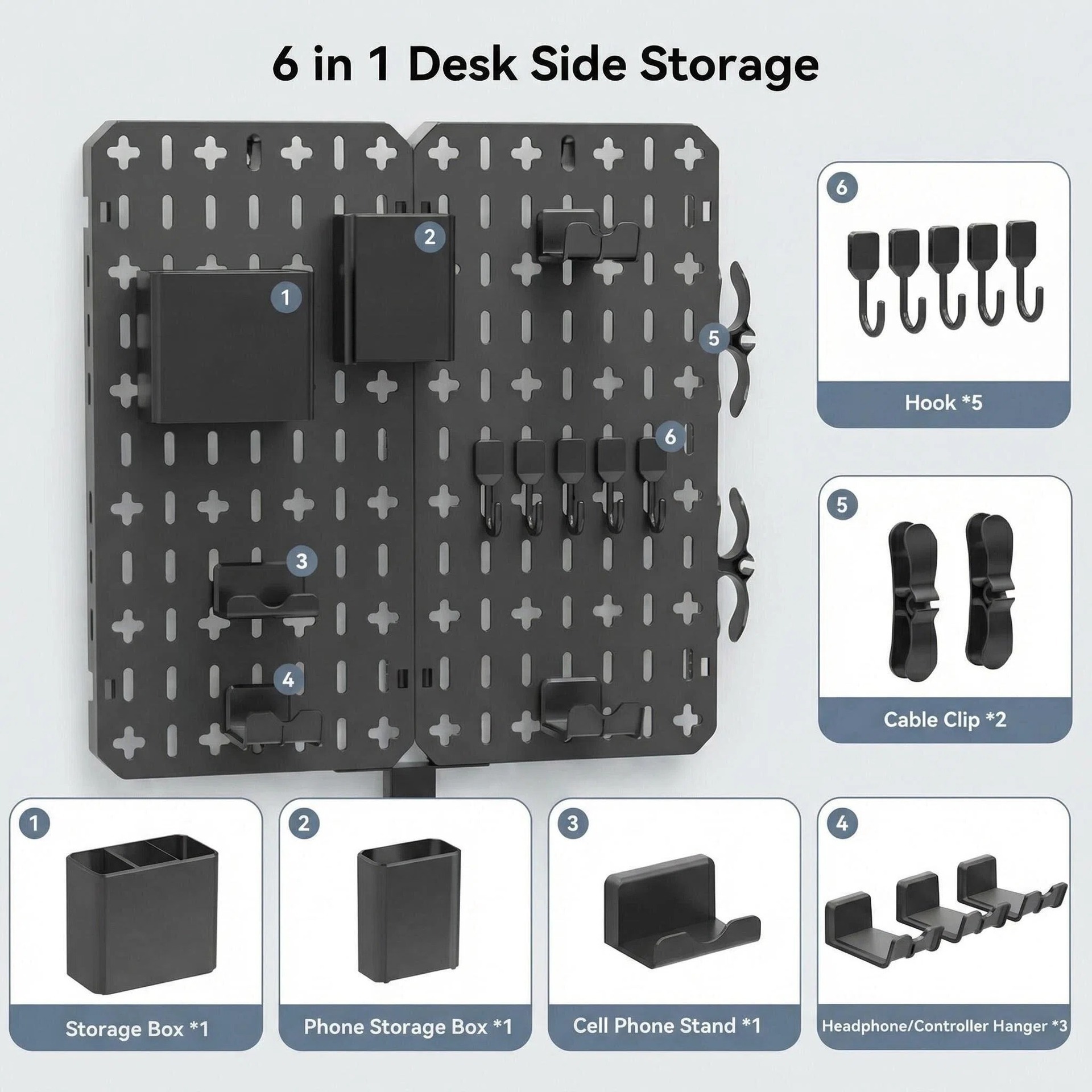 Pegboard Clip-On Desk Stand, No-Drill Desktop Desk Blind Box Ornament Storage Rack, Bedroom Study Storage Rack