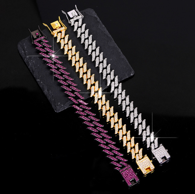 European and American New Style Small Thorn Cuban Bracelet Punk Hip-Hop Spiked Water Chestnut Men's Bracelet Cross-Border Fashion Jewelry