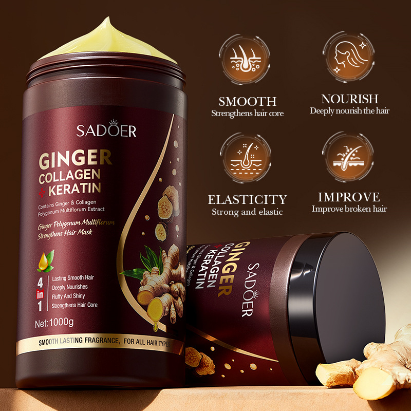 SADOER Ginger Ginseng Polygonum Multiflorum Strong Hair Mask Nourishing Hair Conditioner 1000g_voghion.com