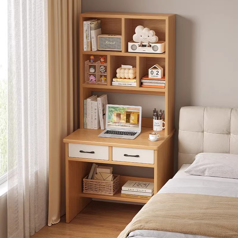 Escritorio de madera maciza, estantería, mesa integrada, dormitorio pequeño para el hogar, sala de estudio, escritorio para estudiantes, escritorio para computadora con cajón
