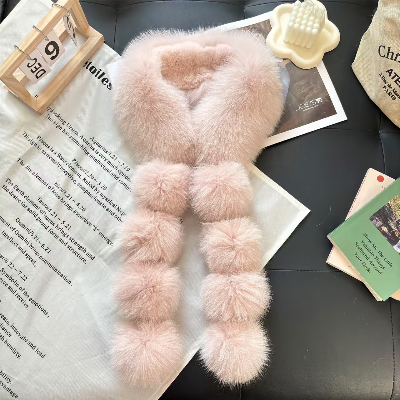 秋冬新款仿狐狸毛围巾韩版百搭毛球皮草围巾双面保暖防风毛领围巾