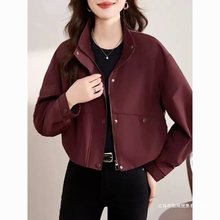 安可拉红外套女短款2024新款春秋小个子韩系宽松休闲洋气夹克上衣