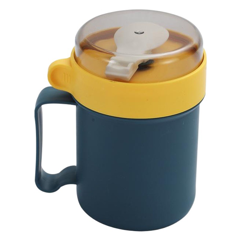 Taza de desayuno de avena de estilo japonés de plástico horno de microondas con tapa calefacción taza de sopa de leche mango portátil vajilla fábrica al por mayor