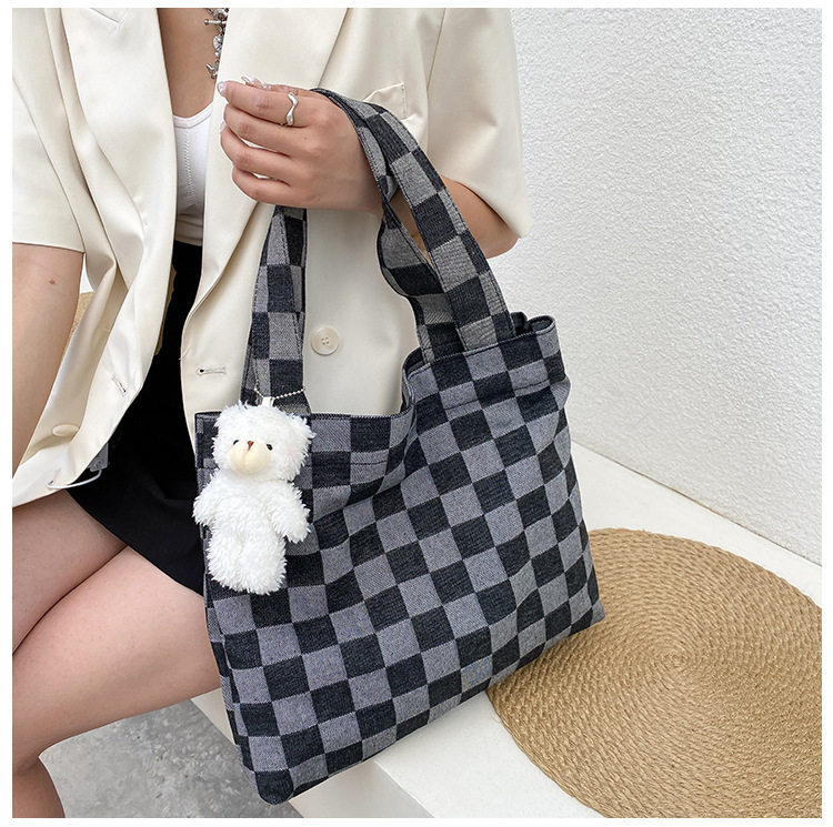 Fashion Plaid Square Open Tote Bag display picture 6