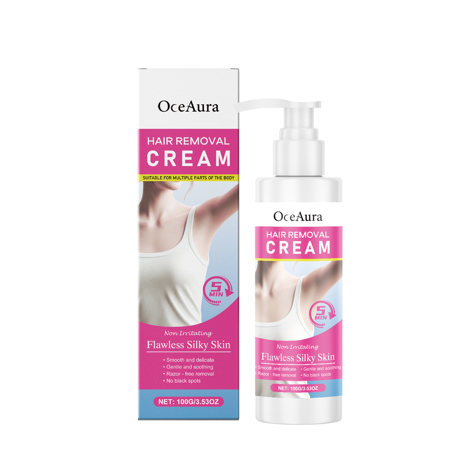 OceAura Skin hair removal cream Gentle ingredients nourishing delicate soft and smooth body skin hair removal cream 5