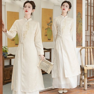 Spring New Women's 2025 National Style New Chinese Zen Style Improved Daily Seven-point Sleeve Tea Clothing Two-piece Set