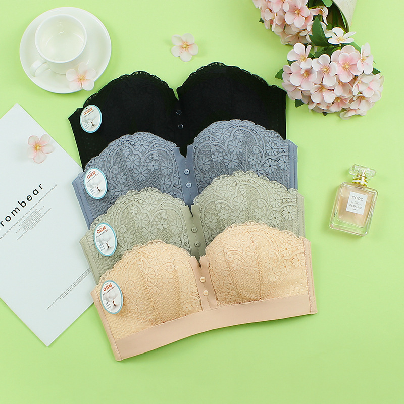 Japanese Lace Half Cup Non-Rim Invisible Bra Small Chest Push-Up Wedding Dress Strapless Non-Slip Underwear 8201 Japanese Lace Half Cup Non-Rim Invisible Bra Small Chest Push-Up Wedding Dress Strapless Non-Slip Underwear 8201