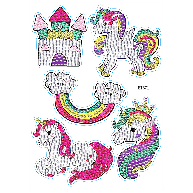 Nuevos pegatinas de taza de agua transfronterizas para niños dibujos de diamantes aleatorios pegatinas hechas a mano diy pegatinas de diamantes unicornios de dibujos animados mayorista