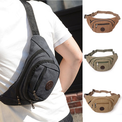 男士帆布腰包批發 大容量生意包 運動手機腰包時尚簡約斜挎胸包