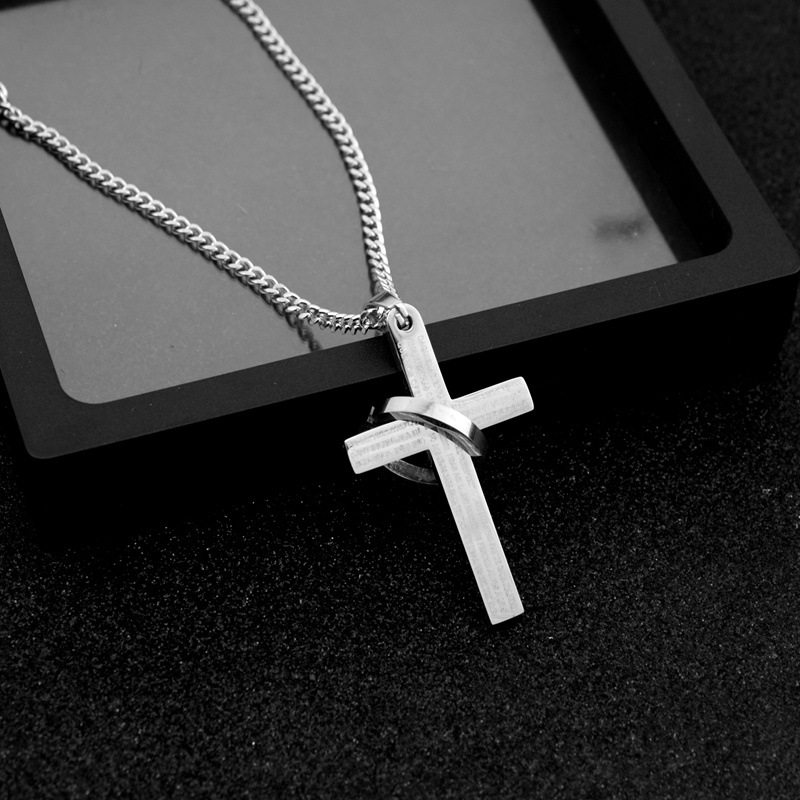 Casual Simple Style Cross Letter Titanium Steel Polishing Pendant Necklace display picture 10
