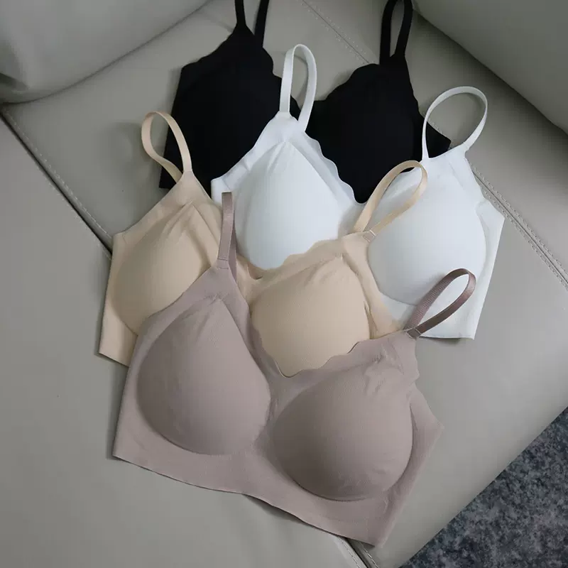 唐格 轻薄款真丝贴合背心式文胸 无痕软支撑无钢圈美背内衣