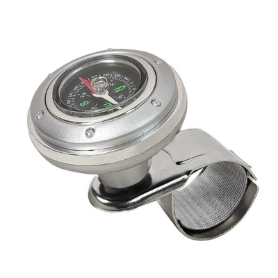 Steering wheel booster with Compass, Vehicle-Mounted Steering - silver-car-steering-wheel-boosterwith-compass