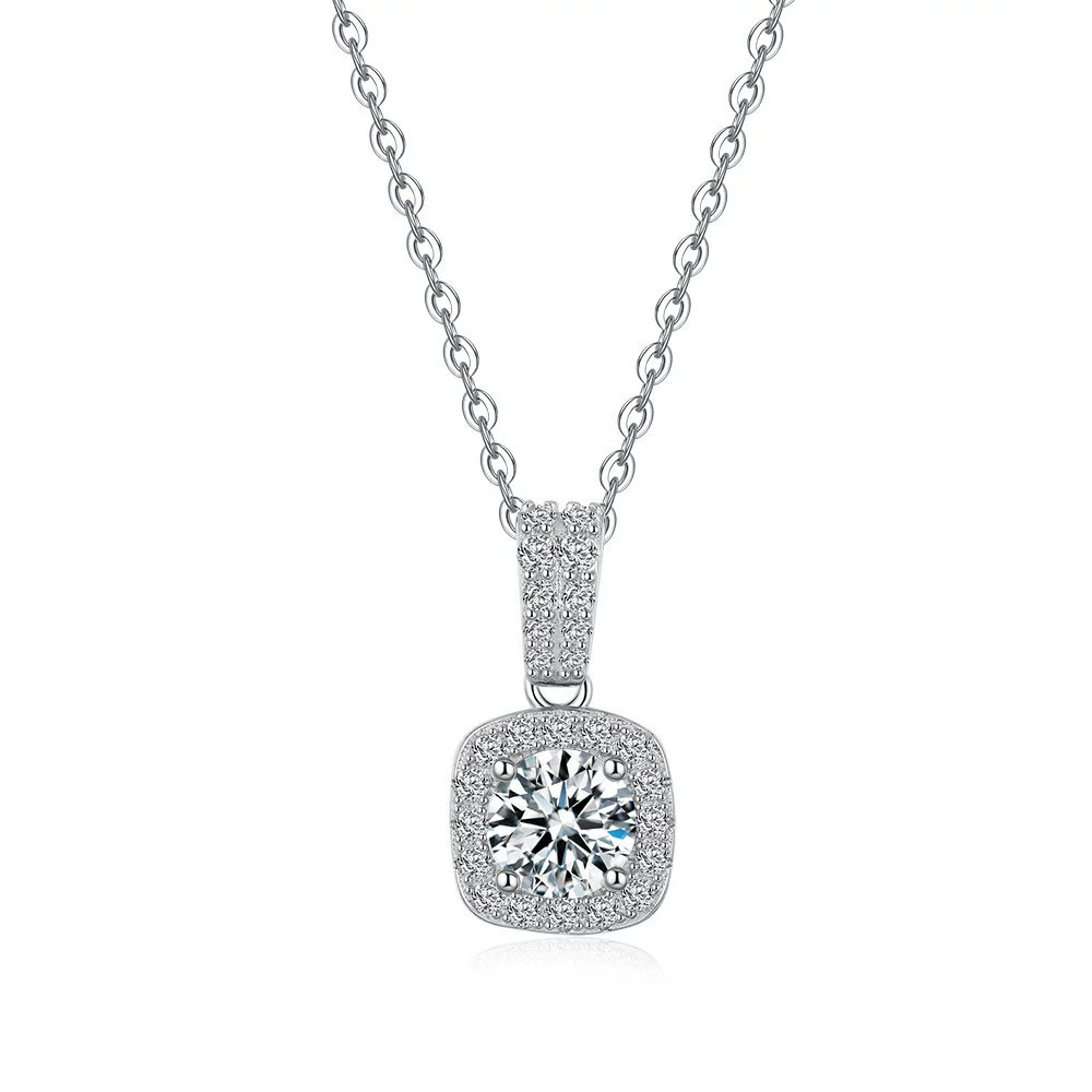 Pendant, classic necklace, accessory, silver 925 sample, 1 carat