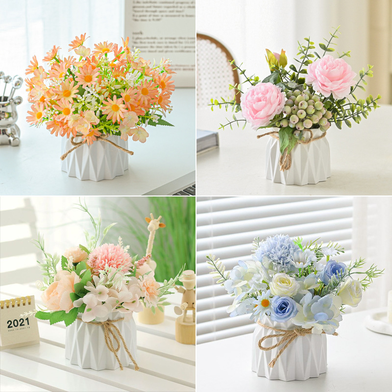 小众清新花桌面摆件假花客厅茶几装饰花餐桌花摆花绢花摆设无|undefined