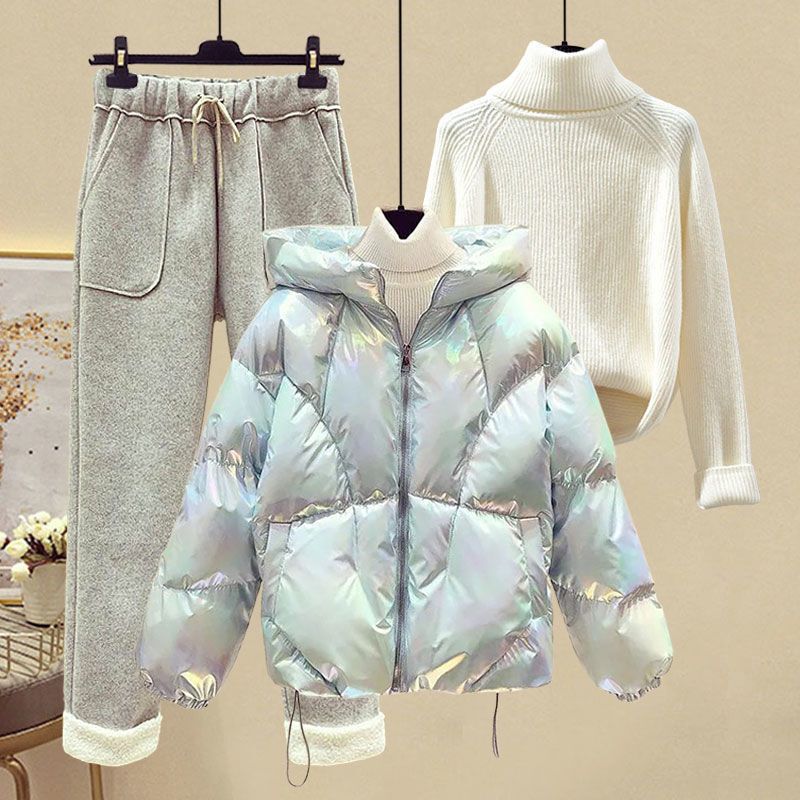 Street-Style Two or Three-Piece Set for Women: Elegant and Gentle Winter Fashion Short Coat, High-Neck Sweater, and Woolen Pants Set