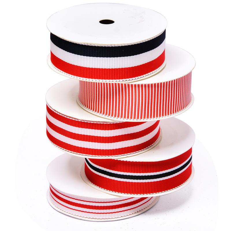 Tres colores a rayas poliéster sombrero cinturón ropa bolsa accesorios envoltura cinturón caja de regalo embalaje dentado cinta hilado teñido sombrero cinturón