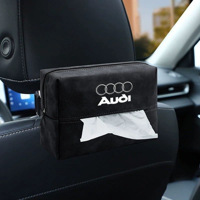 Car tissue box/set – Suitable for car tissue boxes, car-mounted - audi-premium-black-suede-tissue-bag-one-piece