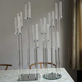 简约现代婚庆婚礼道具水晶烛台酒店样板房家用装饰摆件玻璃蜡烛台