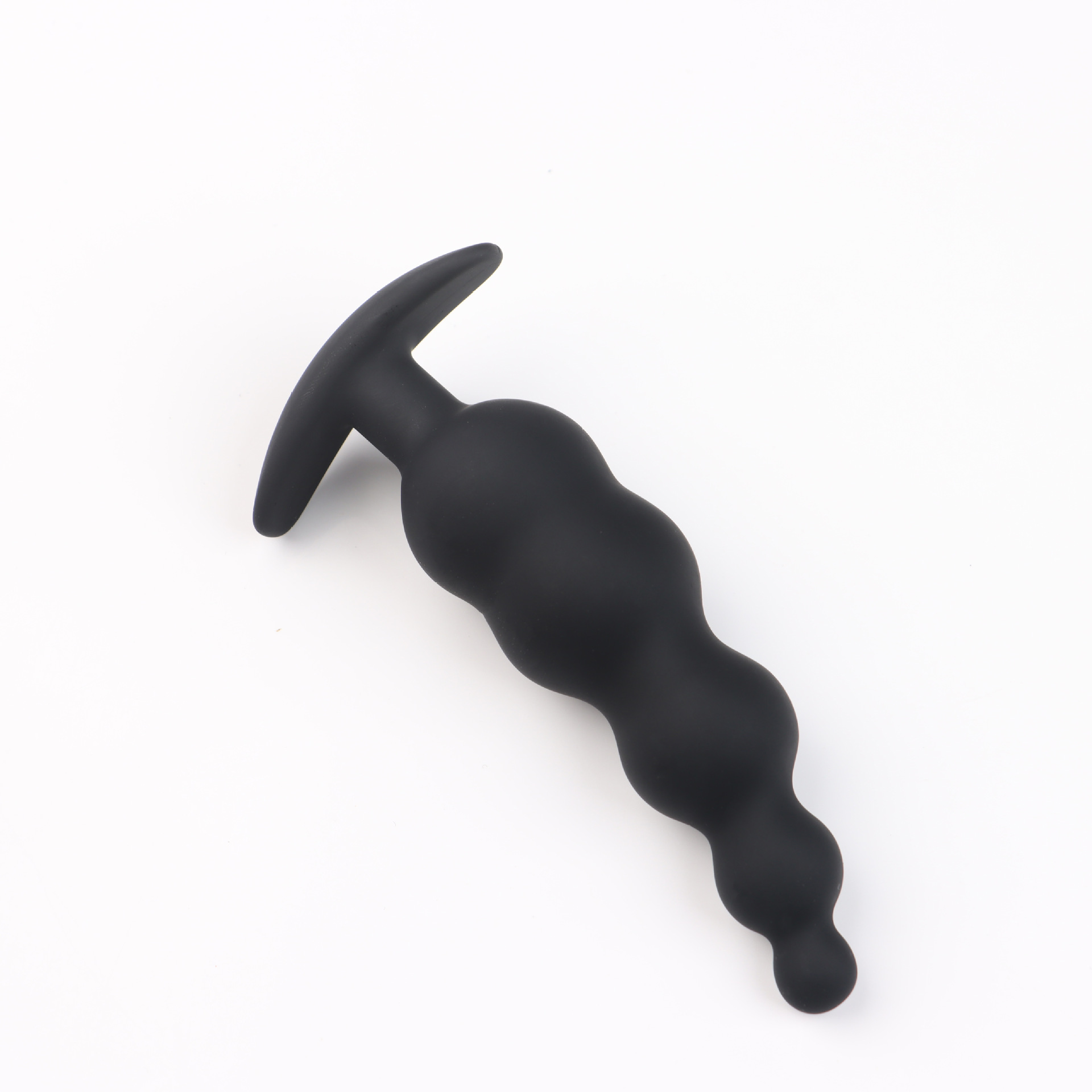 Silicone Anchor Curved Anal Plug with Five Beads, Manual Non-Vibrating Expansion Toy — detail image 1