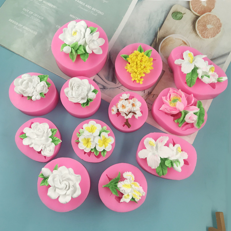 Food Grade Silicone Fraggots Jasmine Series Cake Baking Mold High Temperature Resistant Fondfall Press Three-dimensional Modeling