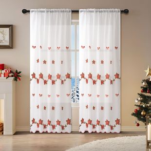 Cross-border New Christmas Embroidered Screen Shading Window Screen Curtain Europe and America Amazon Christmas Finished Curtain TEMU