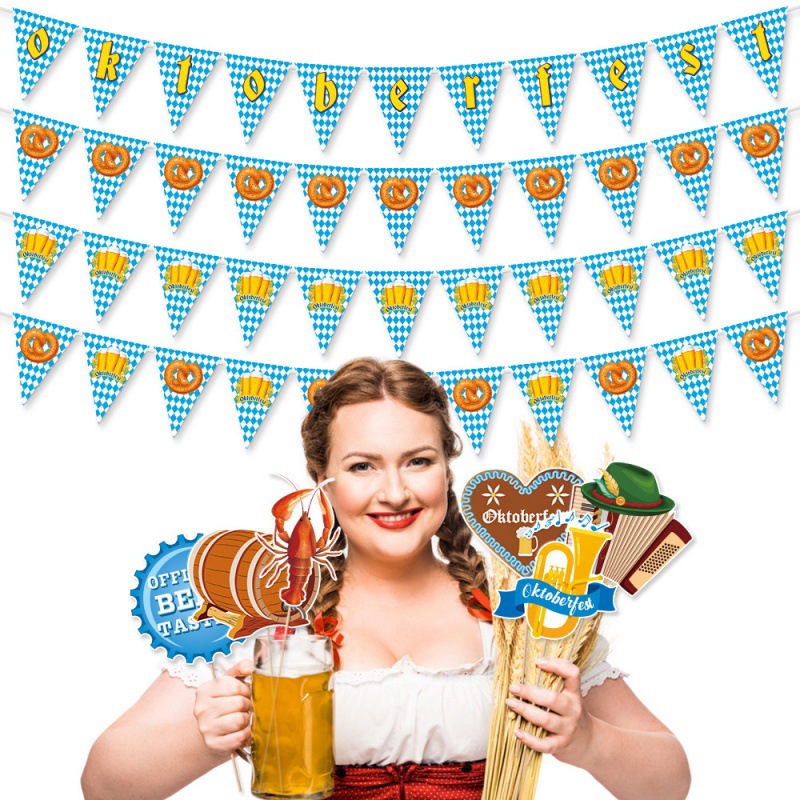 Oktoberfest de octubre decoración de fiesta banderín bandera de tracción decoración de vacaciones diseño al aire libre bandera de tracción