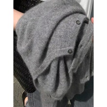 圆领浣熊绒针织开衫女2025秋冬新款毛衣外套百搭短款显瘦打底衫潮