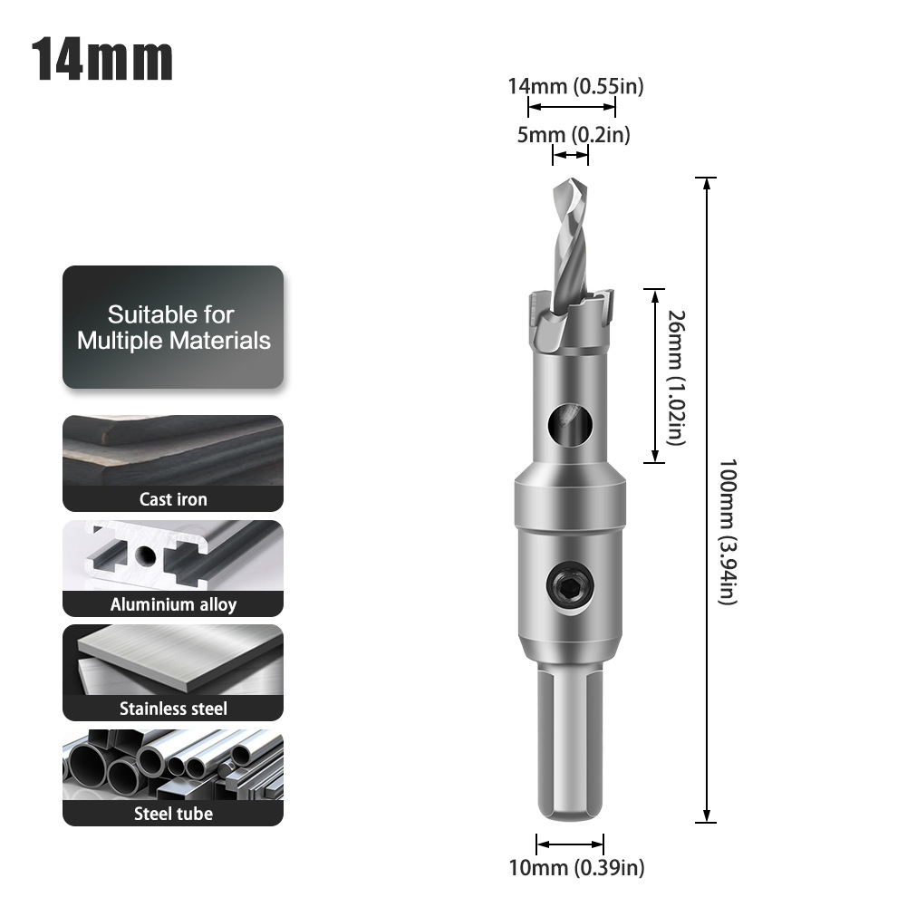 Abridor de agujero de aleación 5A de alto grado Abridor de agujero de acero inoxidable de alto grado TCT