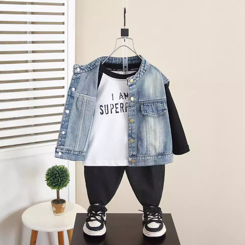 6263 Chaleco de mezclilla de otoño para niños 2025 Nuevo estilo de primavera y otoño para niños Chaleco coreano para niños