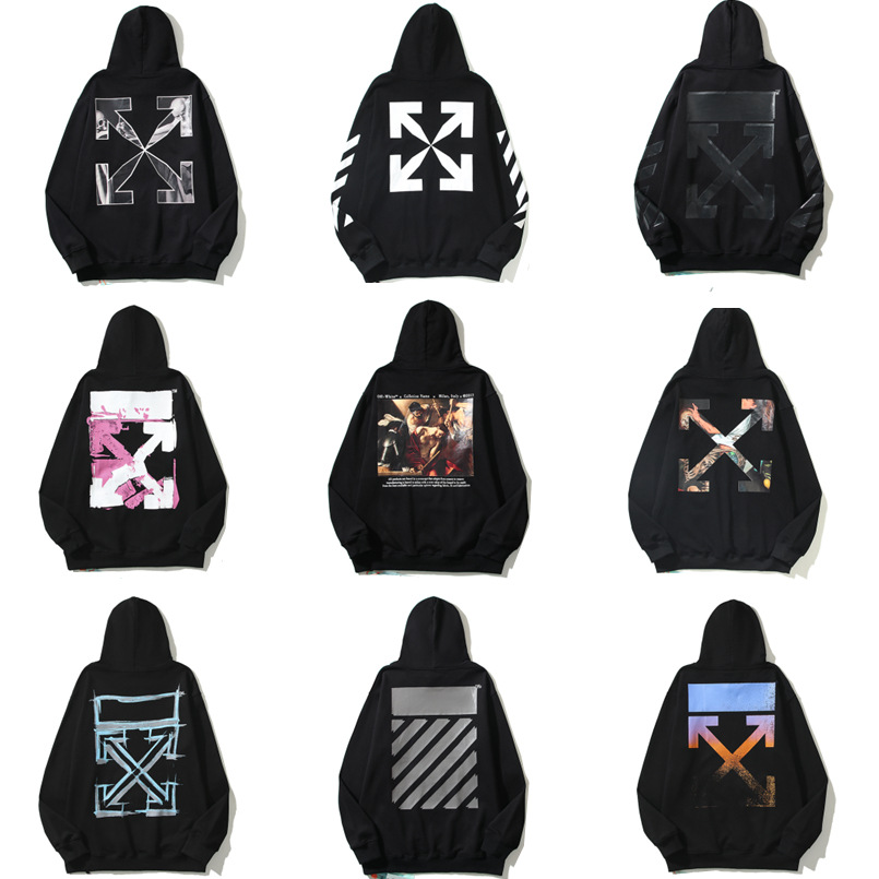 Marca de moda offwhite graffiti religioso pintura al óleo impresión de flecha hombre y mujer suelta OW pareja alta calle hoodie abrigo