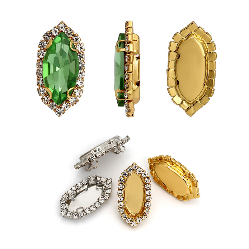 Ojo de caballo, borde, garras, taladro perforado, taladro cosido a mano, soporte inferior grueso, tocado, equipaje, accesorios de ropa, hebilla de cristal de ojo de caballo