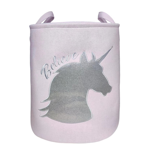 Factory Supply Cross-border Micro-commerce Live Streaming Unicorn Rainbow Canvas Storage Basket Children's Toy Storage Basket Dirty Laundry Basket