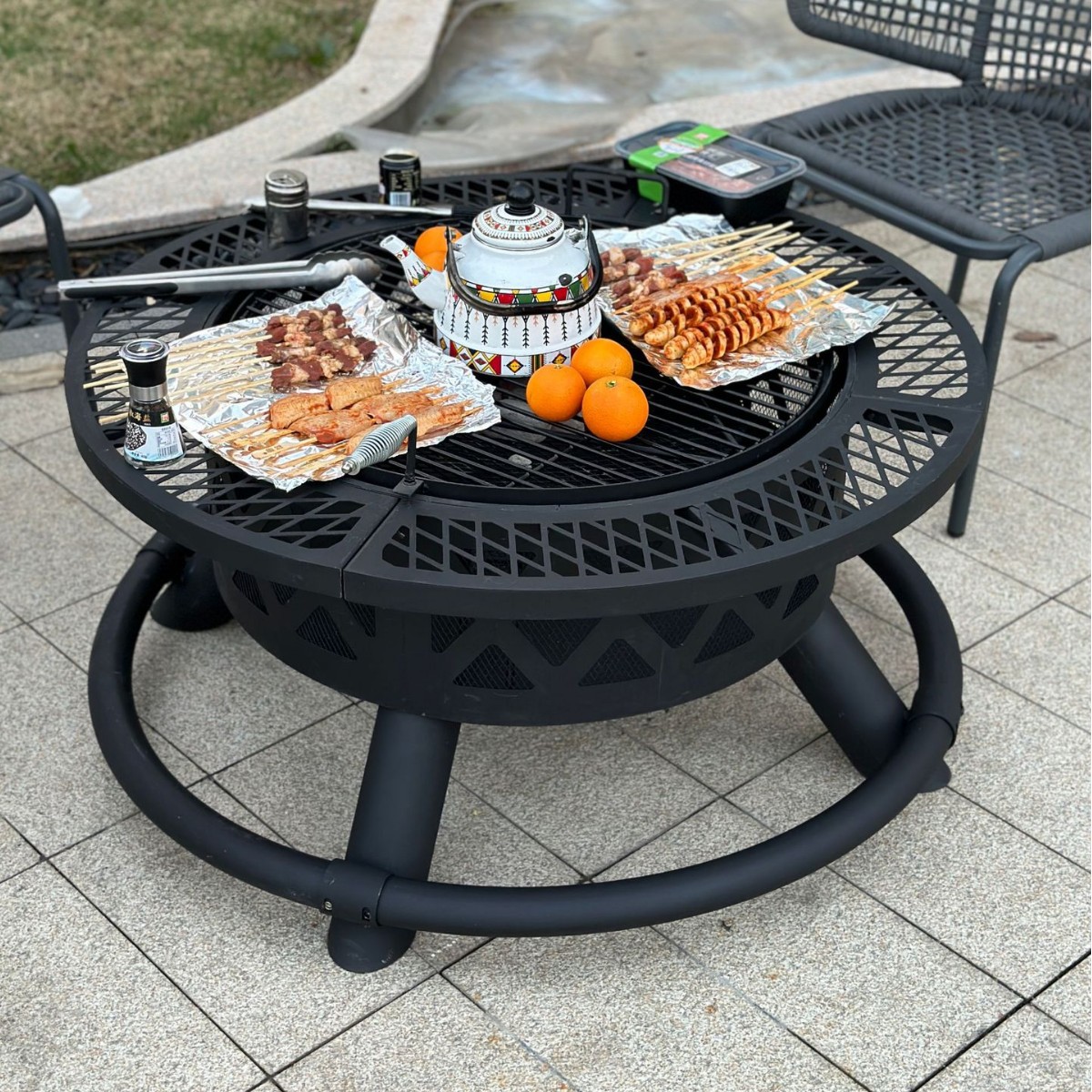 Parrilla de barbacoa hogar horno de calefacción horno de fuego patio hoguera horno de carbón gran horno al aire libre