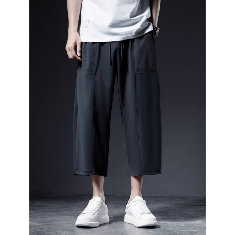 Men's Summer Ice Silk Quick-Dry Thin Casual Shorts Sports Pants Cropped Pants Loose Plus Size