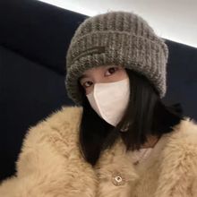 帽子堆堆帽秋冬针织毛线帽韩日系防寒大头围冬天保暖男针织帽子