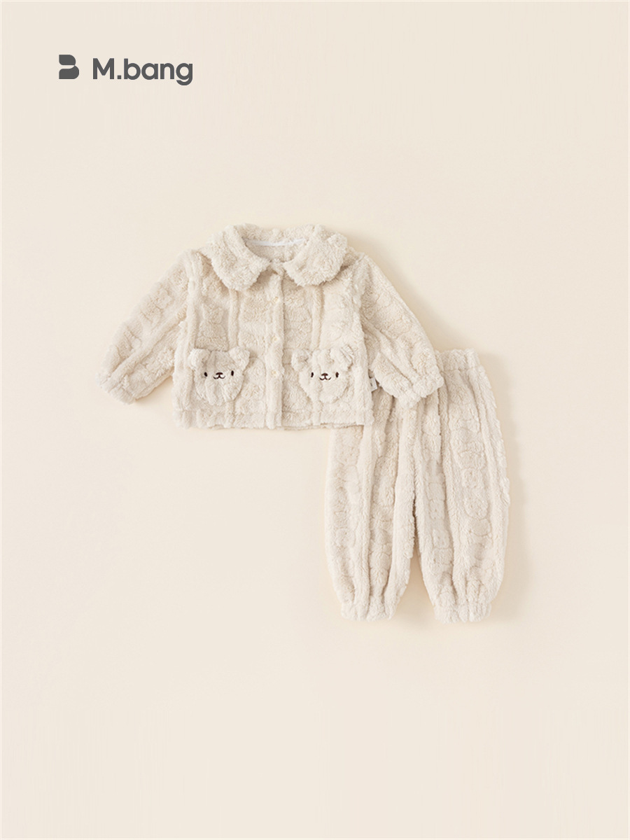 Youbao ropa para niños traje de servicio a domicilio para niños otoño e invierno bordado de dibujos animados traje de invierno cálido de dos piezas DT23022