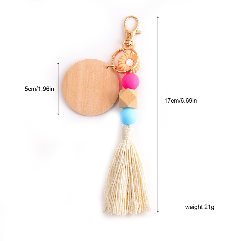 30g Weight Keychain Classification 1 Piece Quantity Holiday, Daily Occasion Wood, Silica Gel Material Flower Pattern All Seasons Season Vacation, Classic Style Style 1 Piece Vacation Classic Style Flower Wood Silica Gel Keychain 无