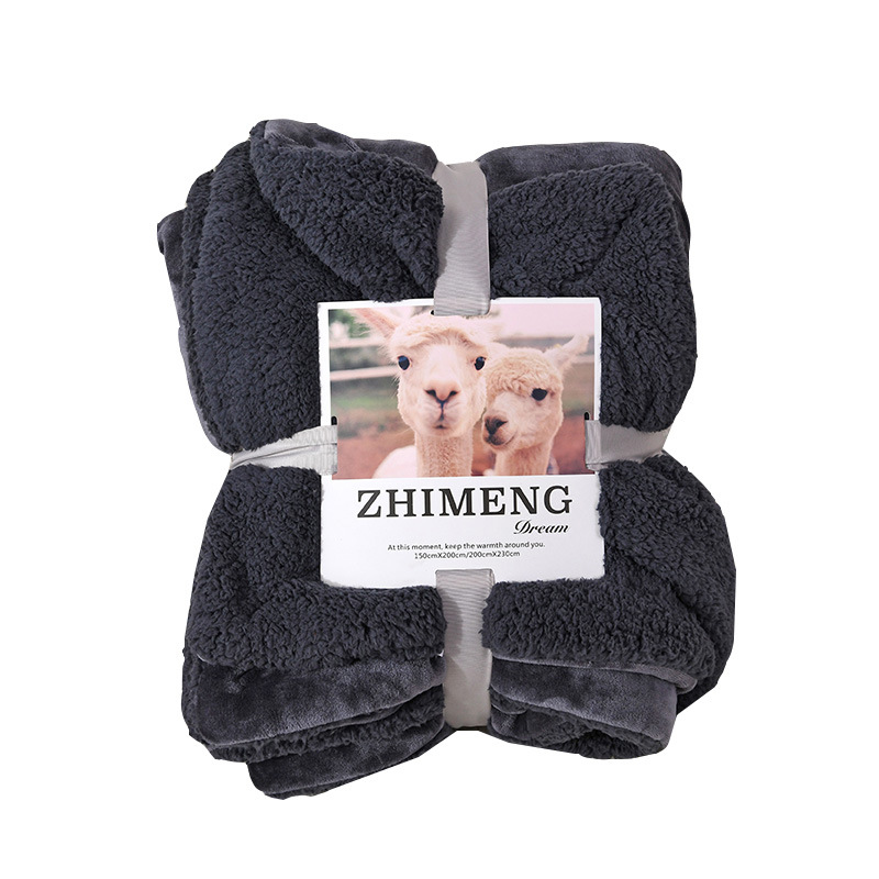 Lamb Fleece Blanket Double Layer Soft Thickened Solid Color Warm Blanket_voghion.com