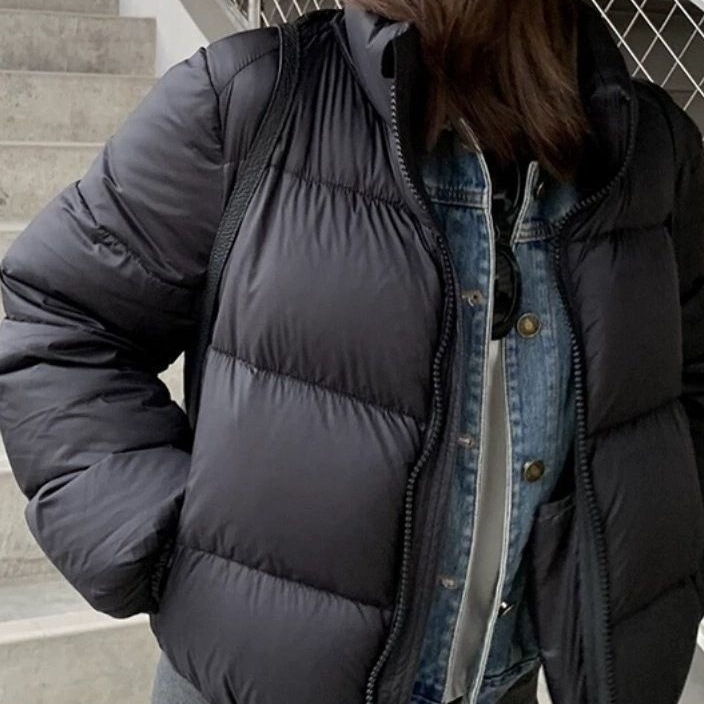 Cross-Border White Duck Kendall Jenner Down Women Short European Version Coffee Color Loose Stand Collar Thickened High_voghion.com