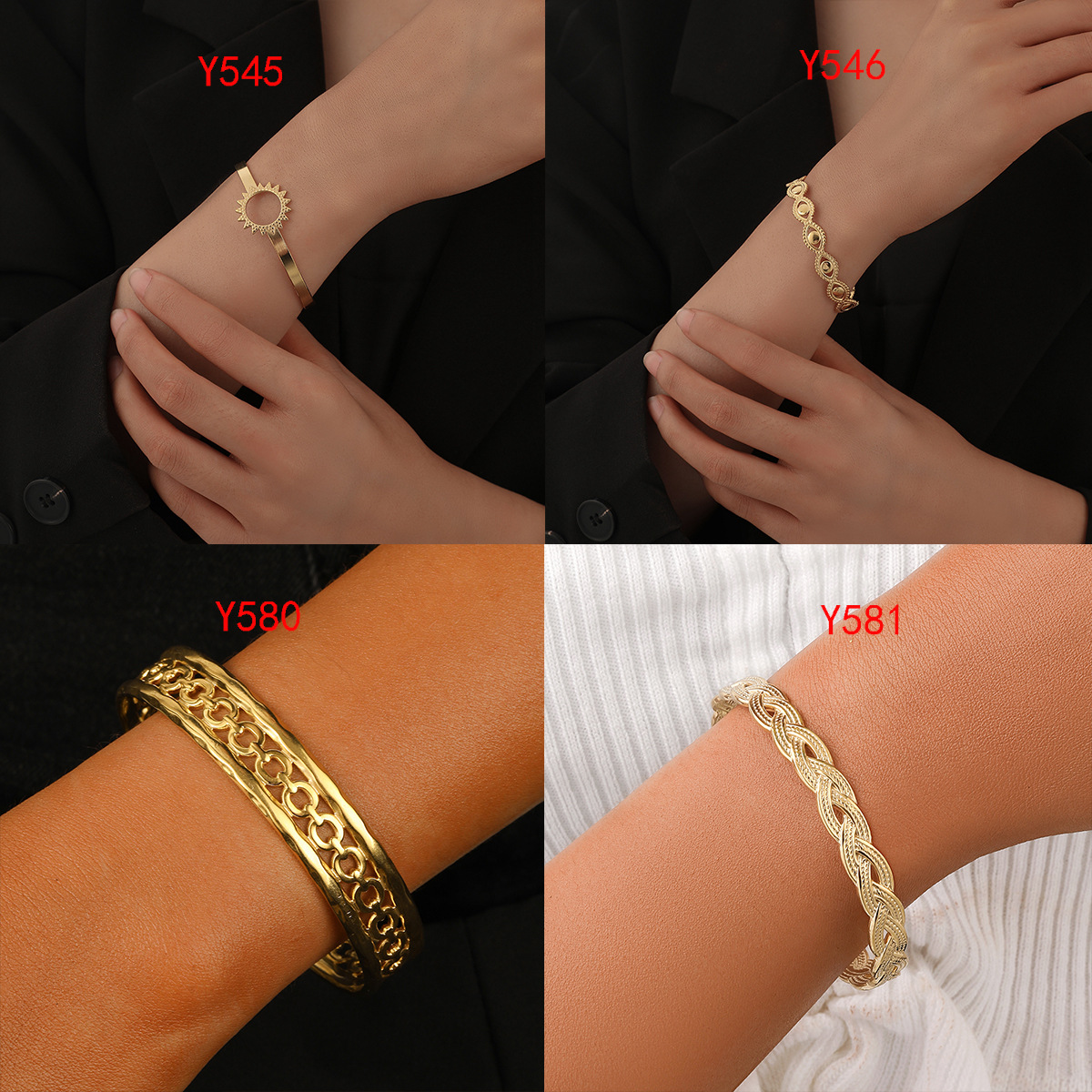 1 Piece Simple Style Square Leaves Heart Shape Titanium Steel Plating Hollow Out Bangle display picture 3