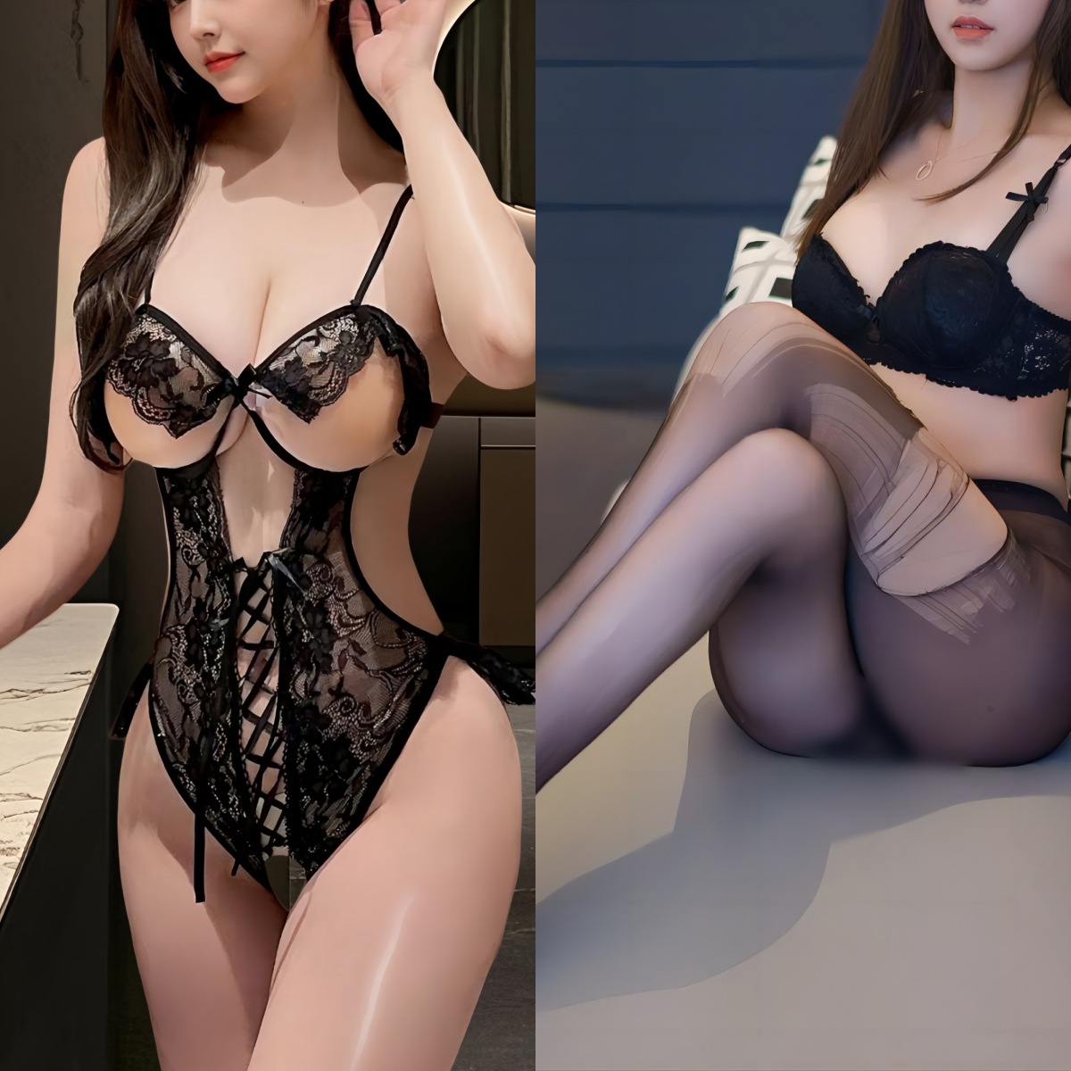 블랙 + 블랙 손으로 찢은 양말
