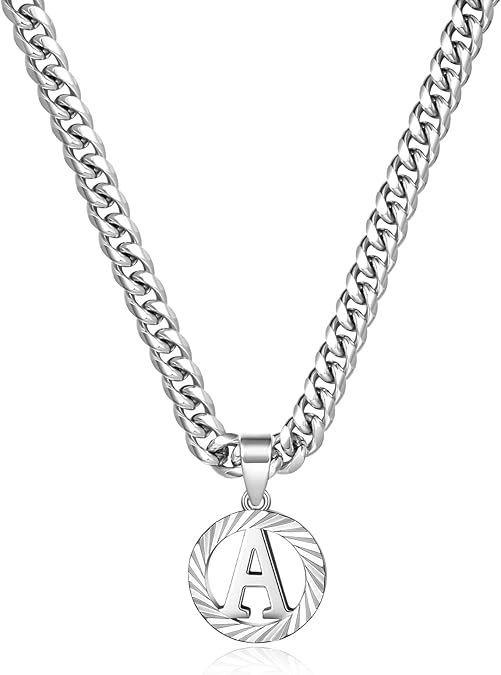 Collier cubain en or blanc, style européen et américain, 26 lettres, style clavicule, inaltérable. Bijou inaltérable._voghion.com