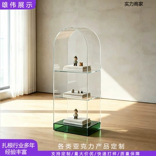 奶油风高透亚克力艺术品展示架潮玩手办盲盒模型收纳展示架定制