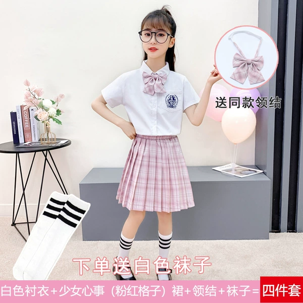 Girls' thoughts (shirt + skirt + bow tie + socks)