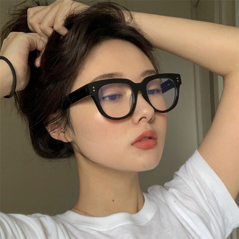 安科網紅素顏眼鏡框女可配有度數韓版大臉顯瘦眼鏡架黑框男潮8025