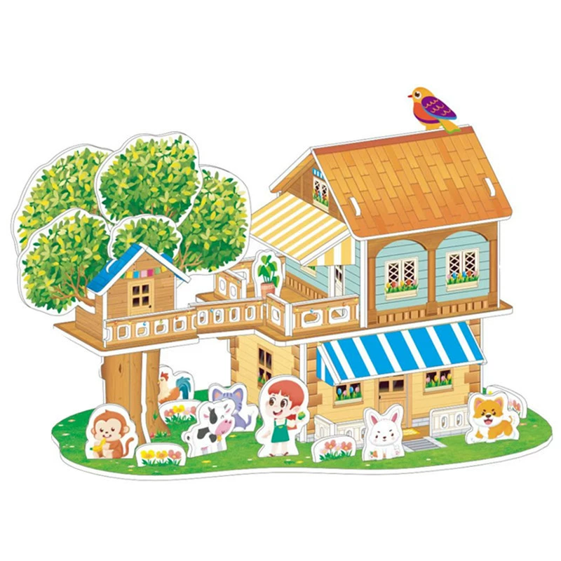 Three dimensional brainteaser, toy, house, interactive constructor, DIY, in 3d format, family style, Birthday gift